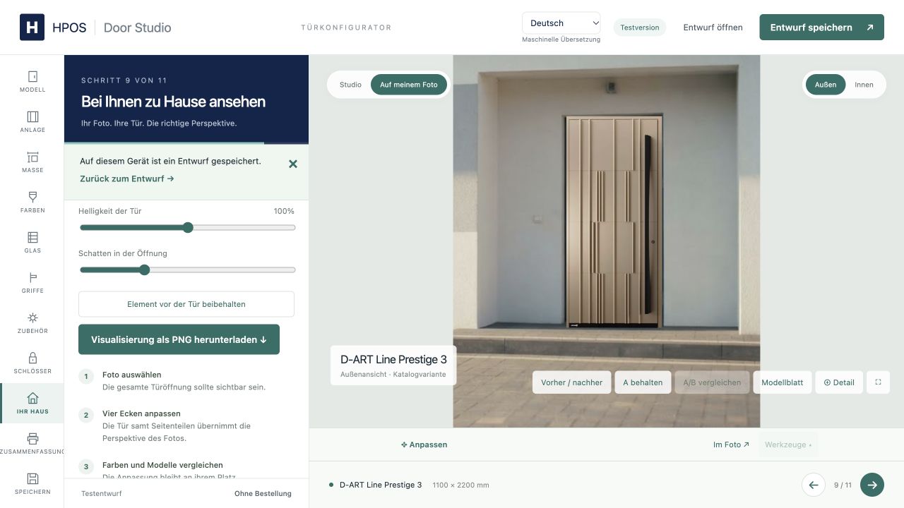 Originalansicht Door Studio auf Deutsch mit Prestige 3